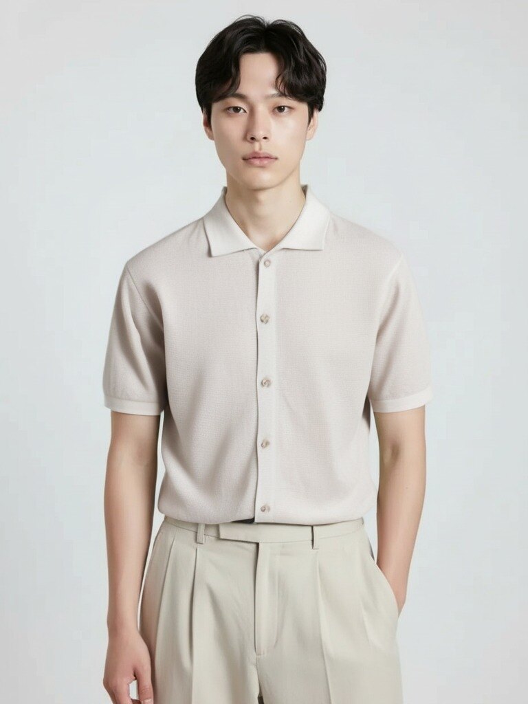 남성) 미라쿨 반팔 카라 가디건