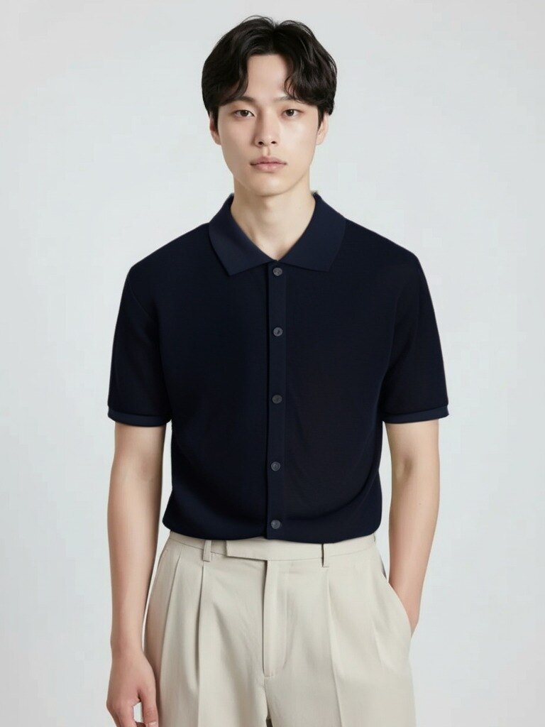 남성) 미라쿨 반팔 카라 가디건