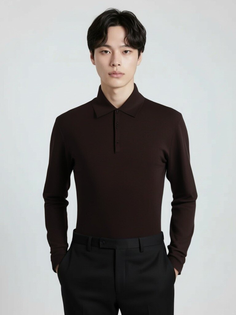 남성) 워셔블 울 블렌디드 카라 스웨터