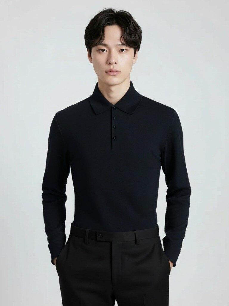 남성) 워셔블 울 블렌디드 카라 스웨터