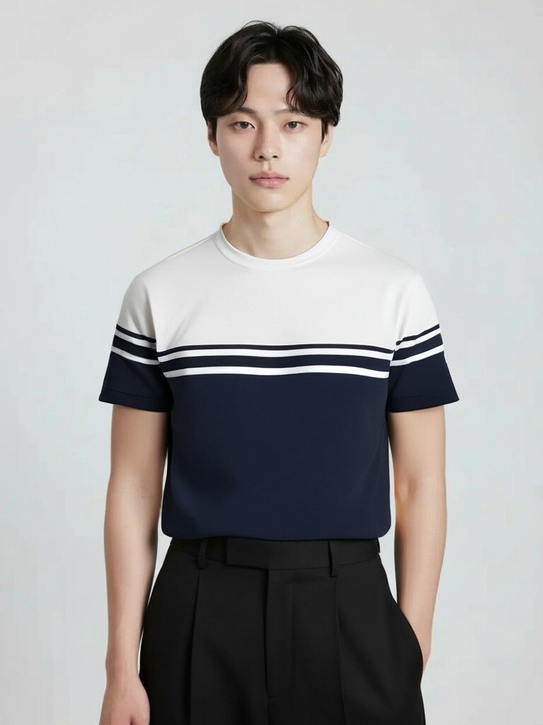 남성) 미라쿨 블럭패턴 반팔 니트