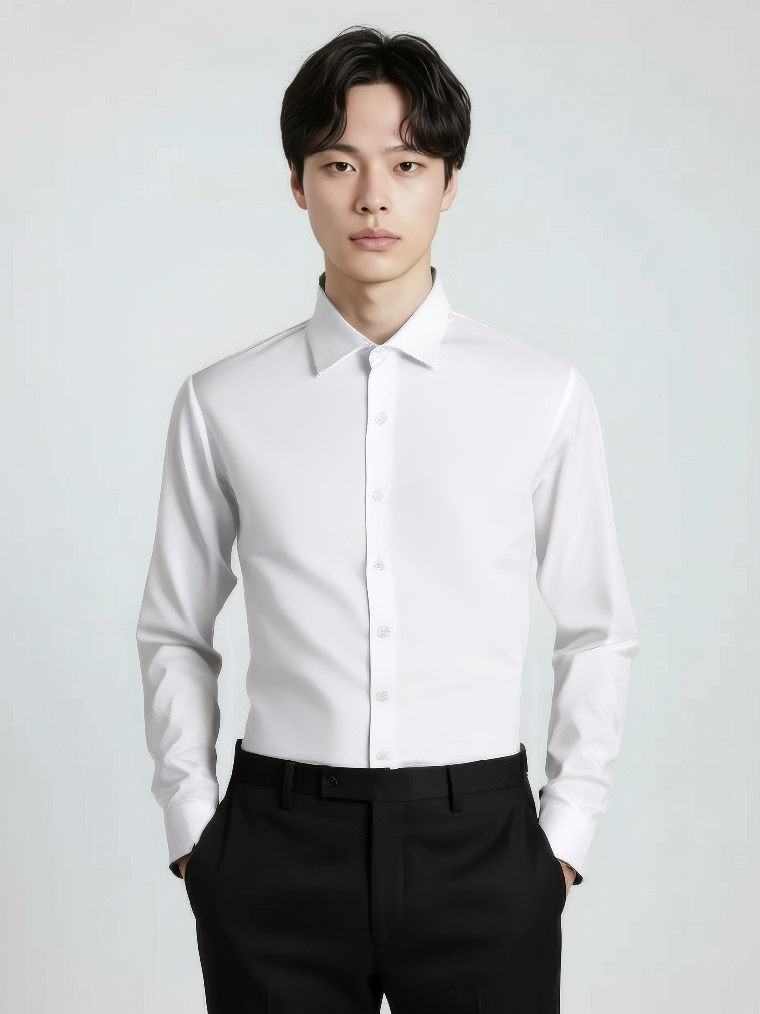 남성) 베이직 슬림핏 긴팔 셔츠