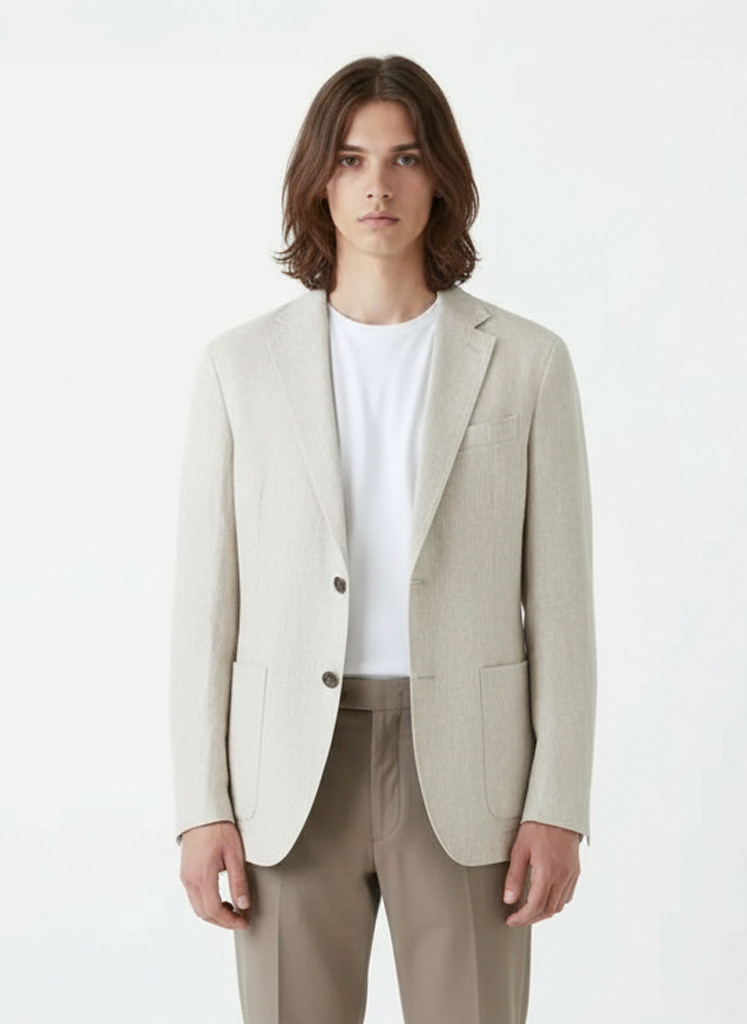 남성) 린넨혼방 스티치 단품 자켓