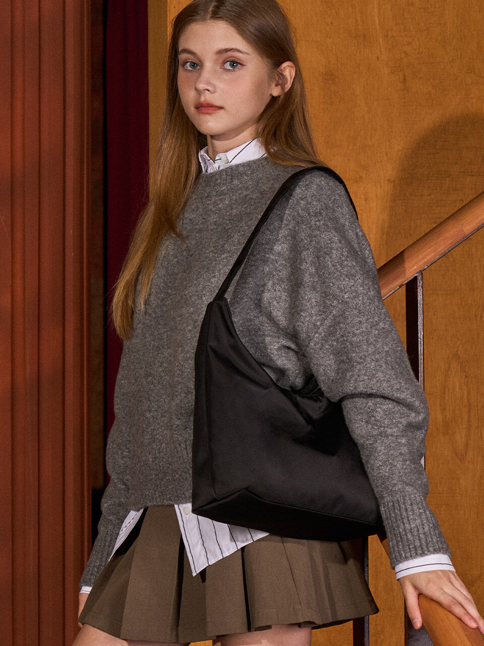 3REMINDS TRM Recycle Nylon Flat hobo bag T17W| 굿 셀렉션, 굿 3REMINDS TRM Recycle Nylon Flat hobo bag T17W| 굿 셀렉션, 굿