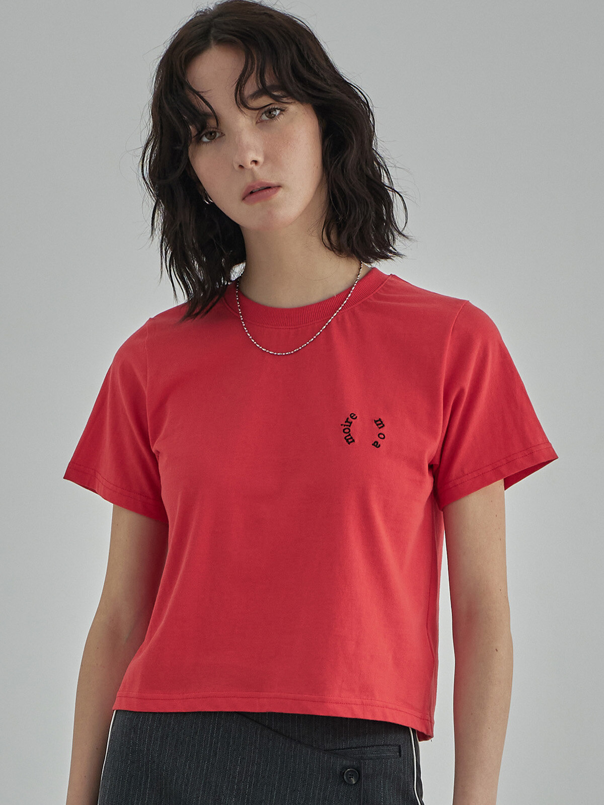 moire blank tee - red