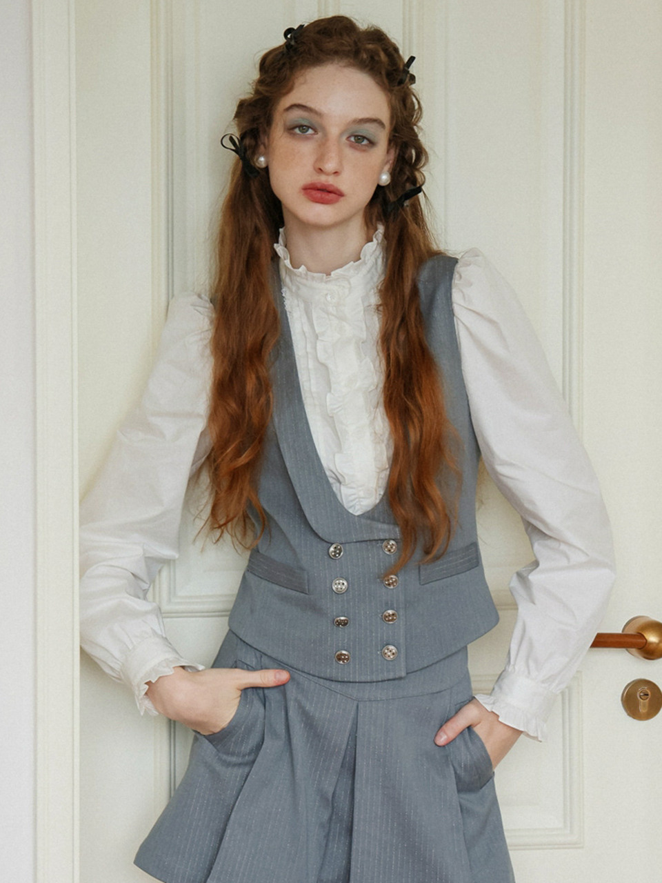 Cest_Gray pocket suit set_VEST