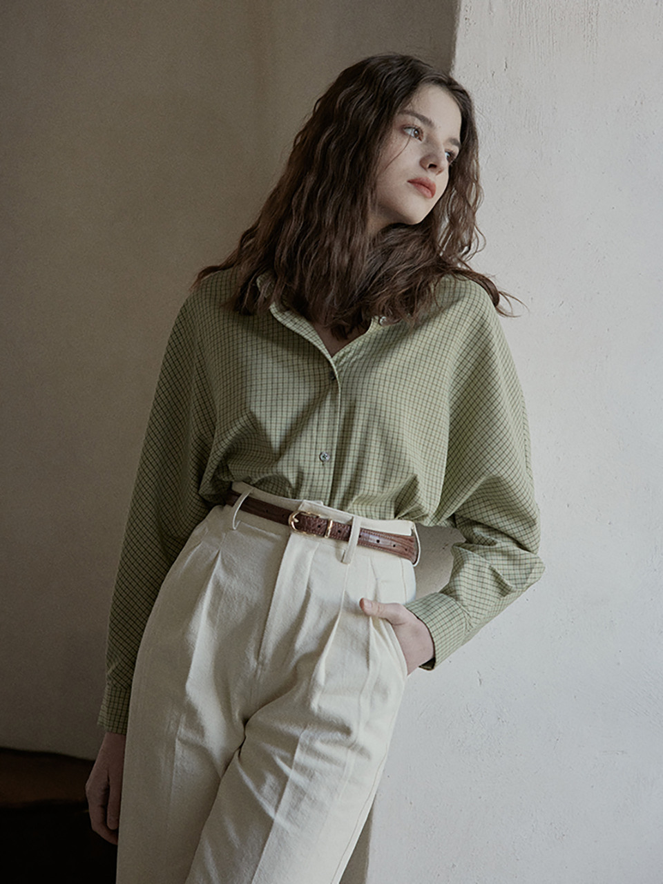 PM vintage plaid waist shirt