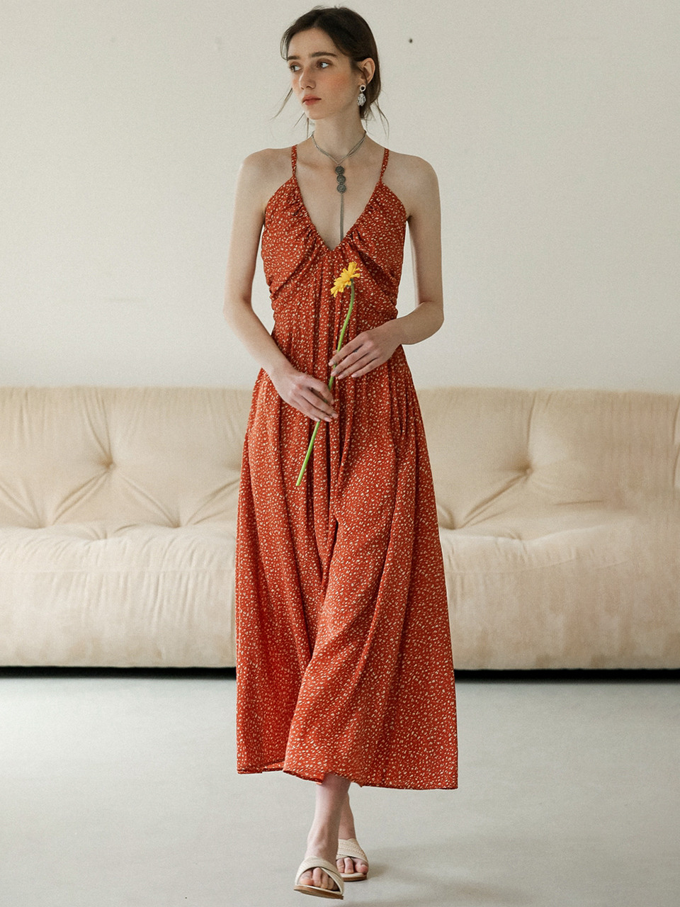 DD_Bohemian v-neck backless dress