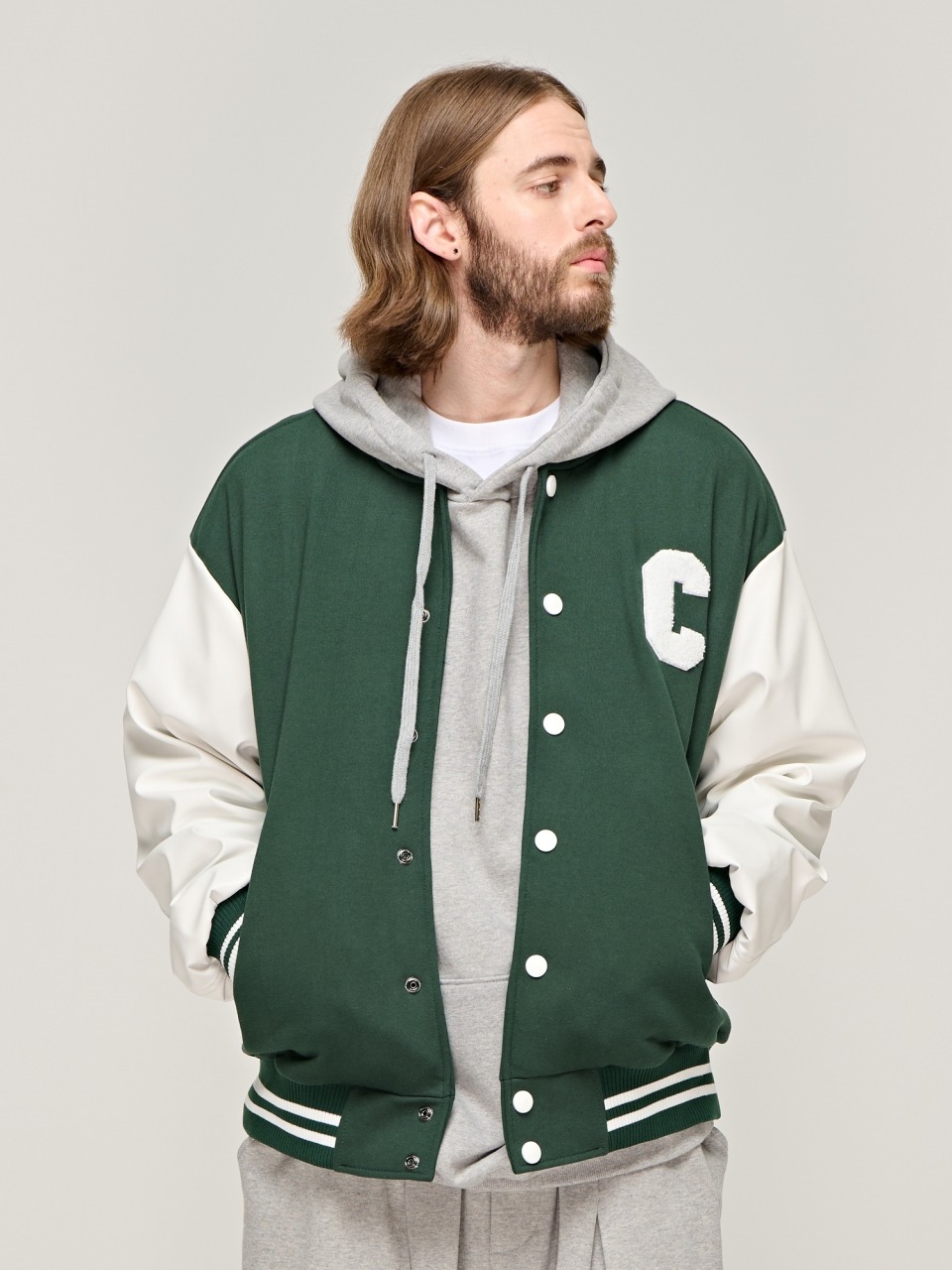 C LOGO CB VARSITY JACKET (GREEN)