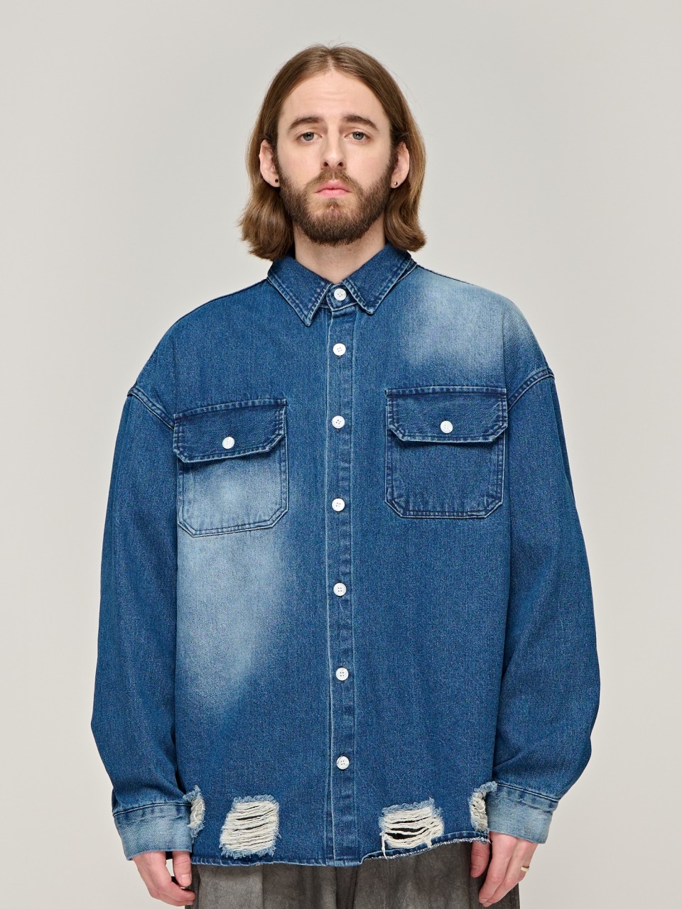 CB DEEP DESTROYED DENIM JACKET (BLUE)