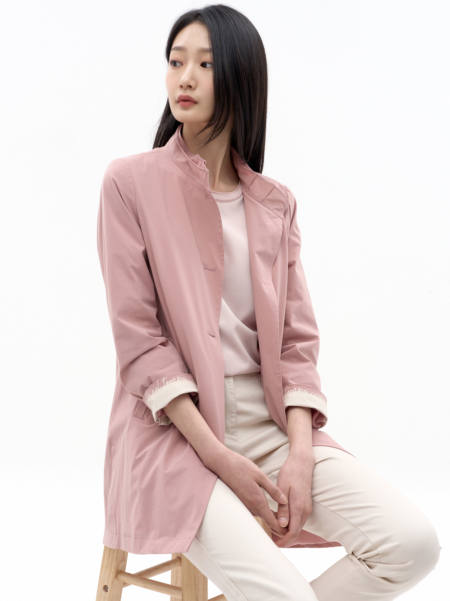 여성 밴드넥 롱 코트 LCCAN222_PK