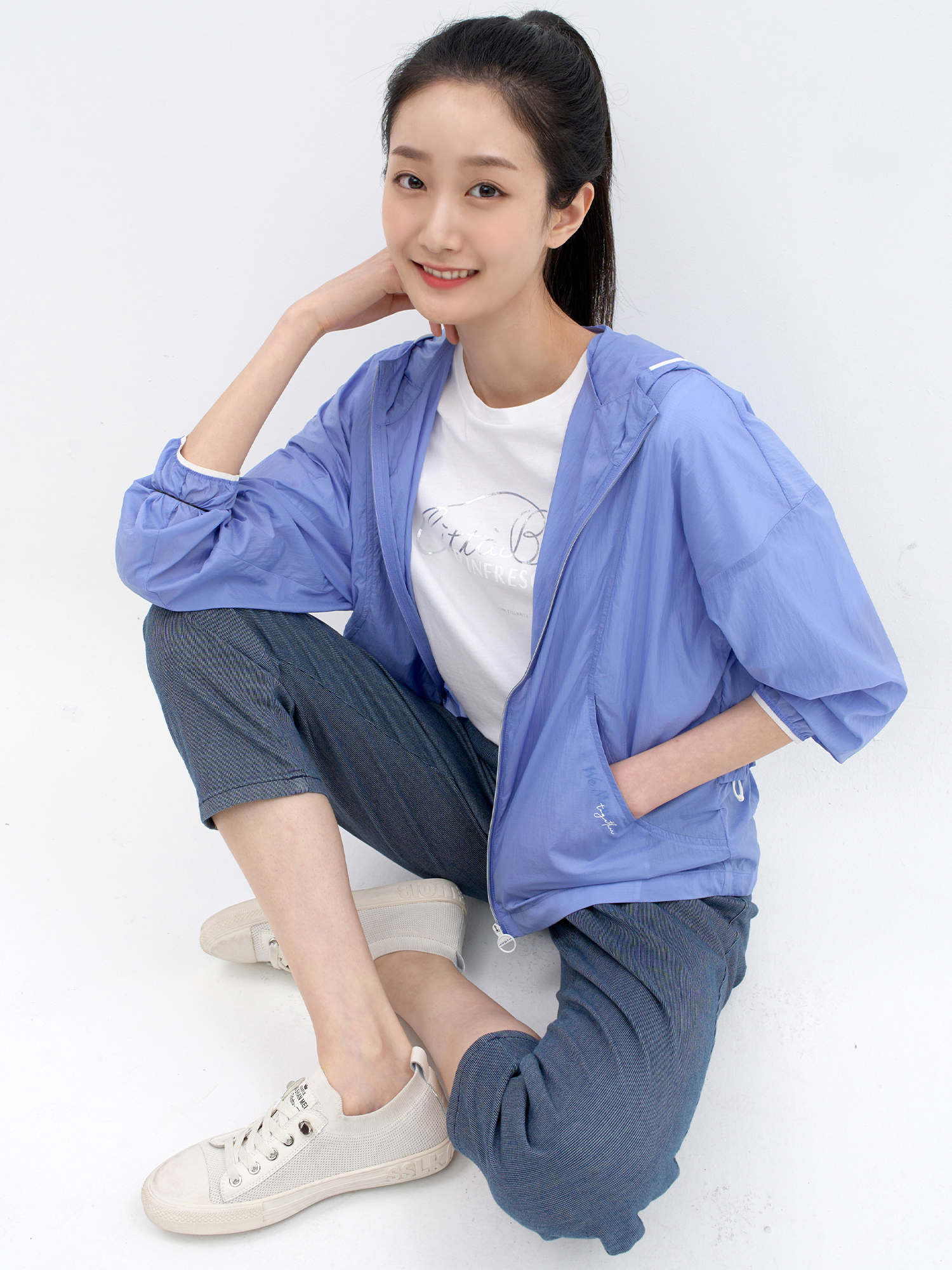 여성 루즈핏 바람막이 점퍼 LSJPN473_BL