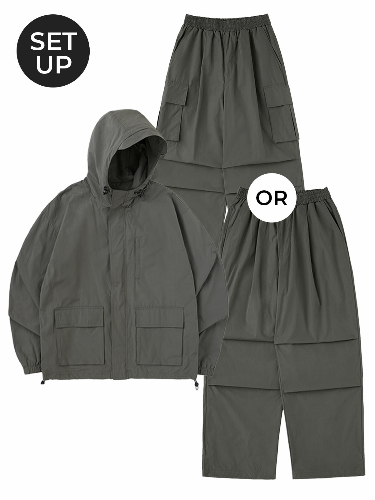 [SET] Waterproof 윈드 브레이커 셋업_그레이