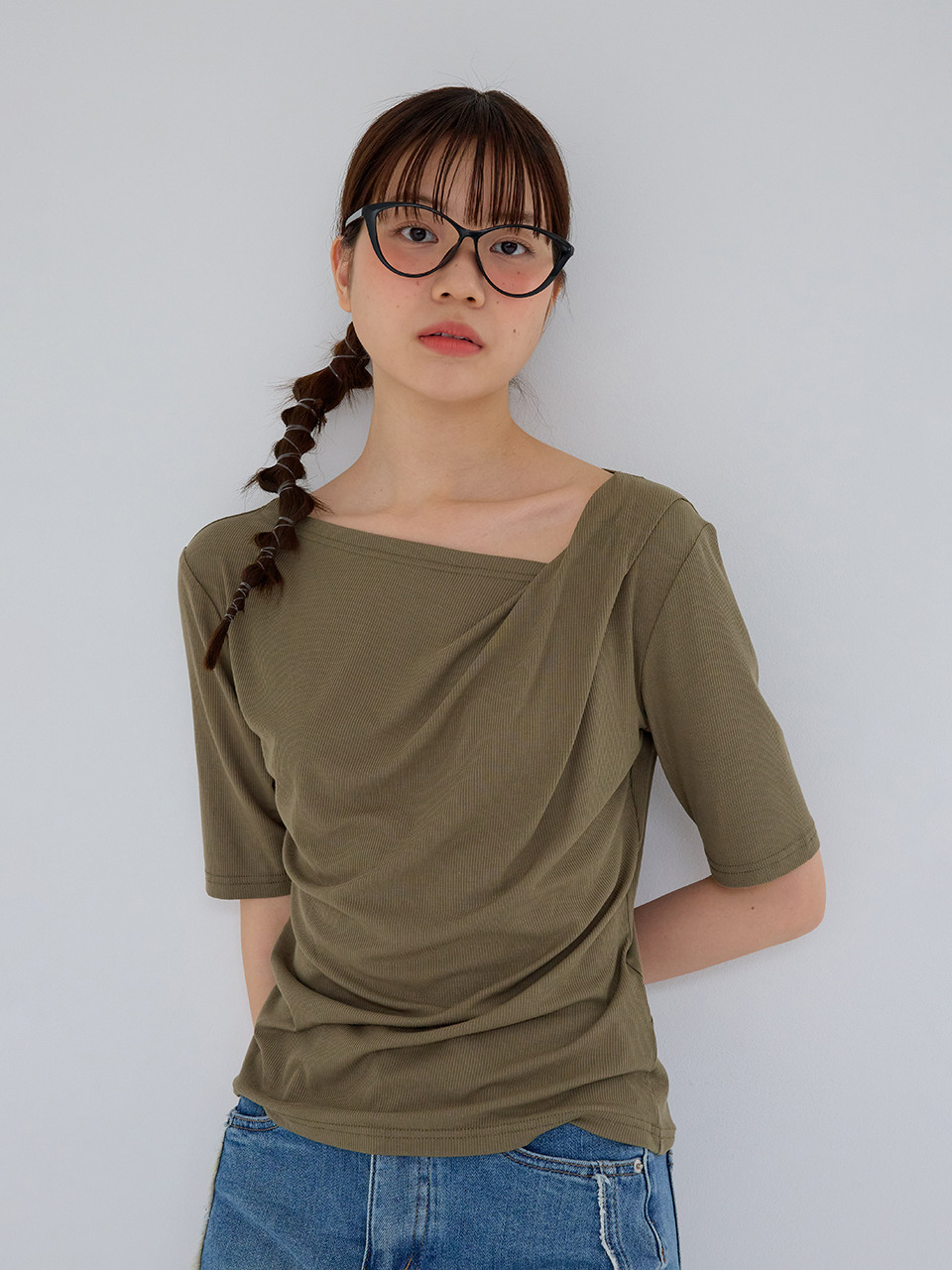 AR_Classic swing collar top_KHAKI