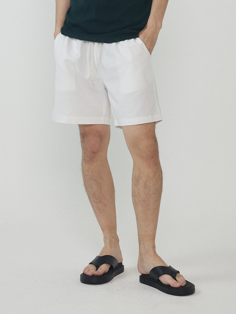 린넨 라이크 쇼츠 팬츠 (화이트)