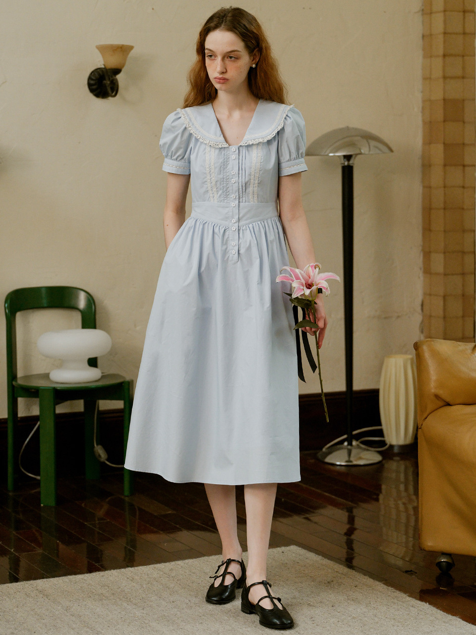 Cest_Doll collar flower button dress