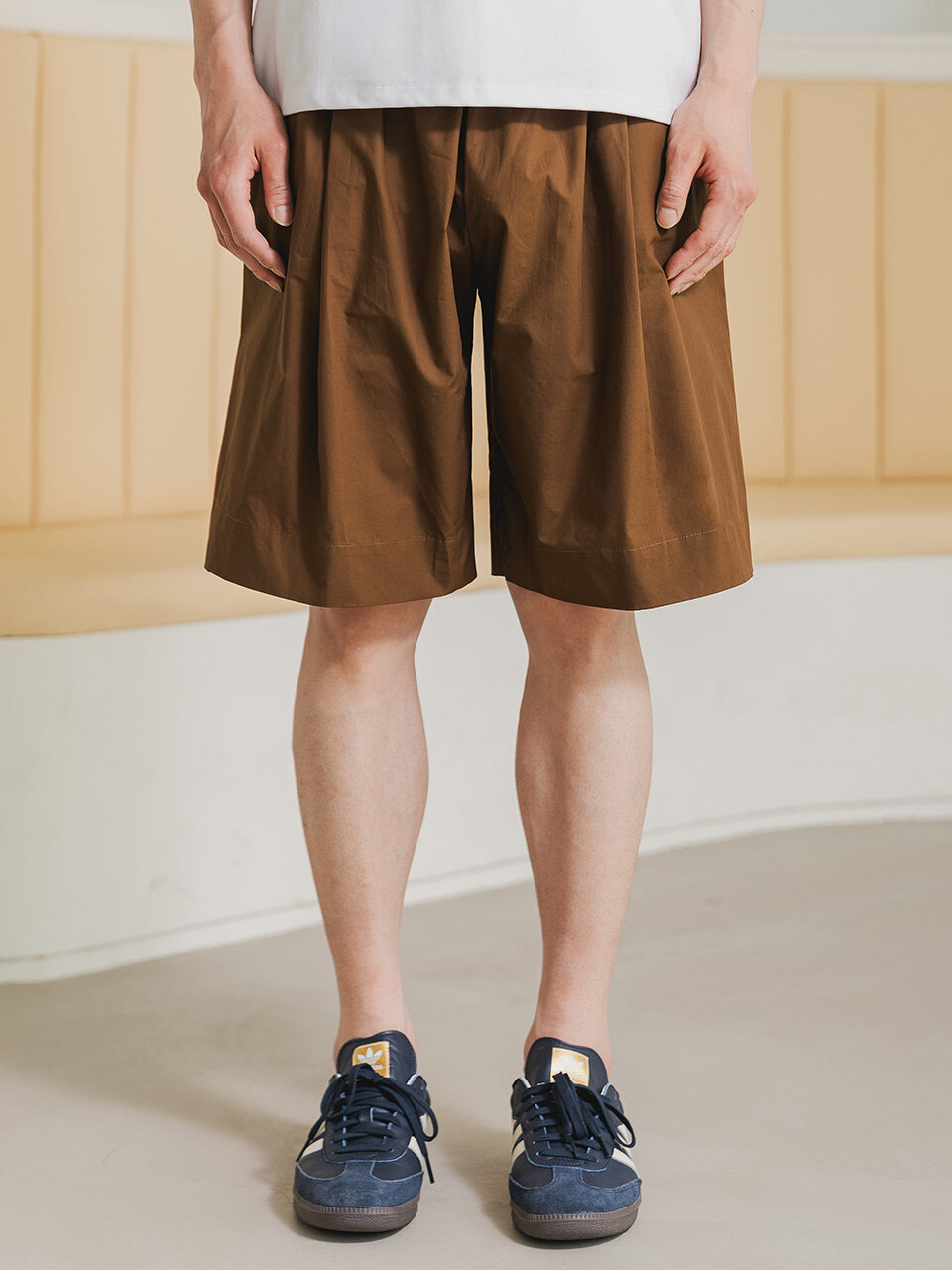 DE LUXE 버뮤다 원턱 와이드 하프 팬츠 4color DLX1322 