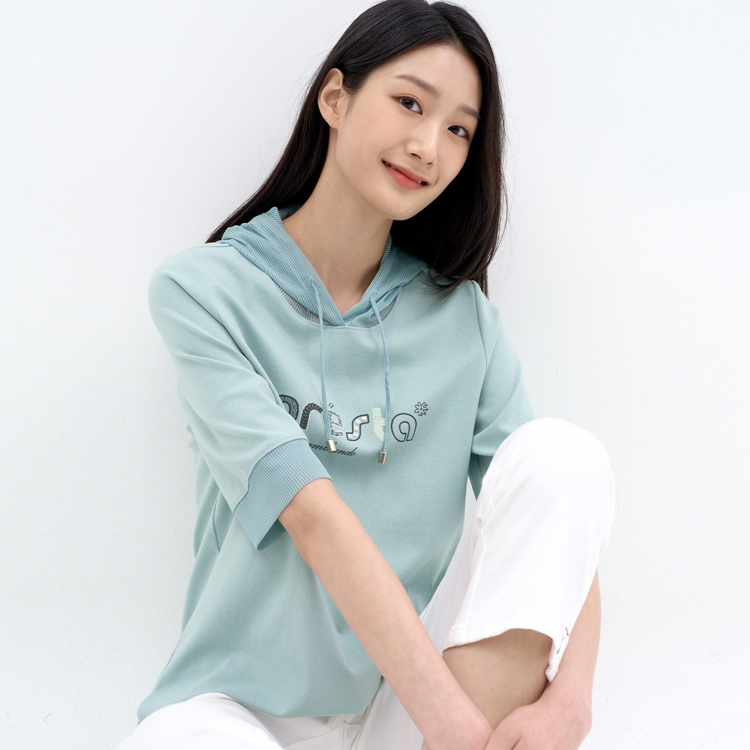 핫픽스 메쉬 후드 5부 티셔츠 LCTSN332_MT