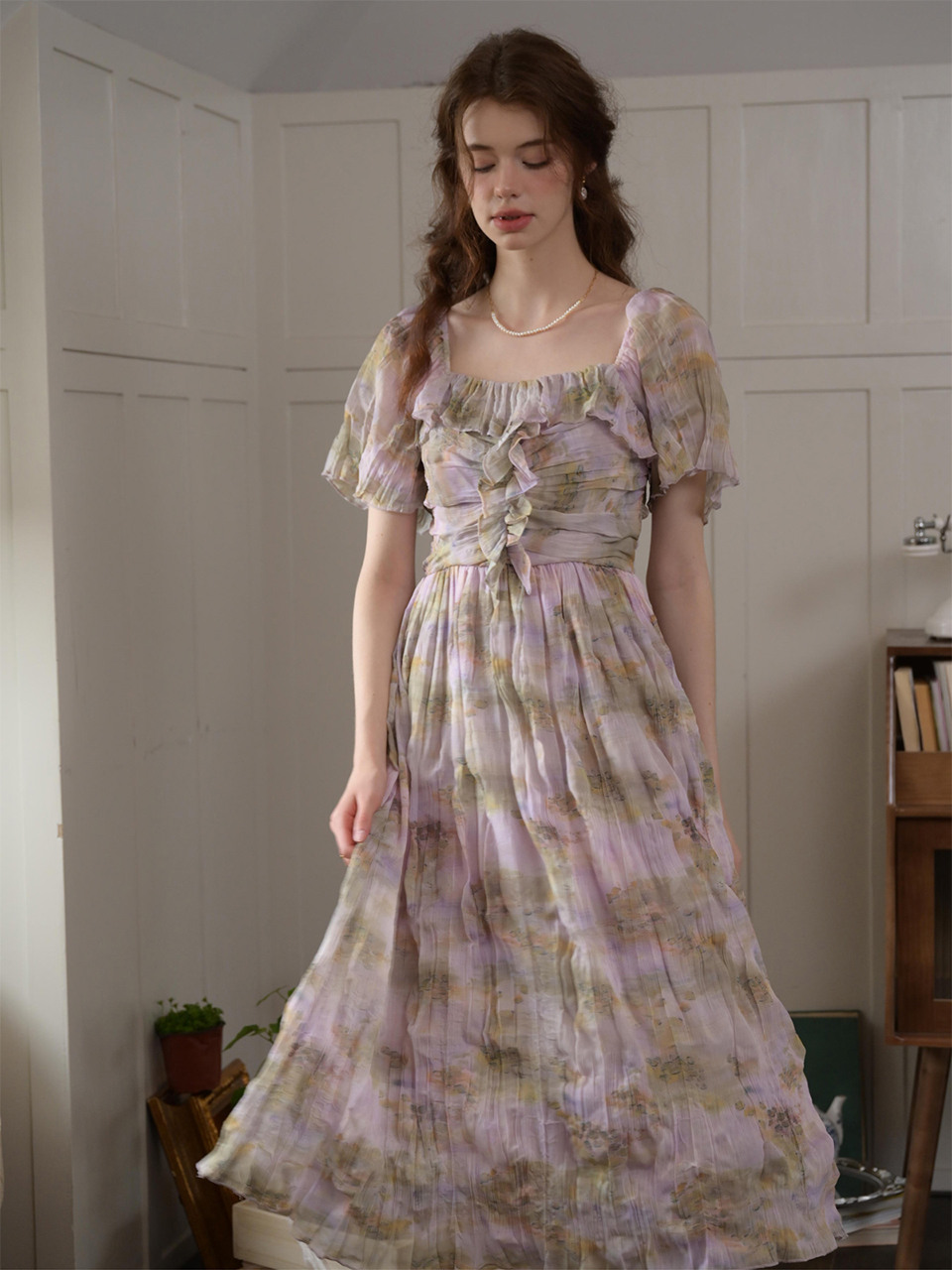 SR_Purple lotus pleated dress