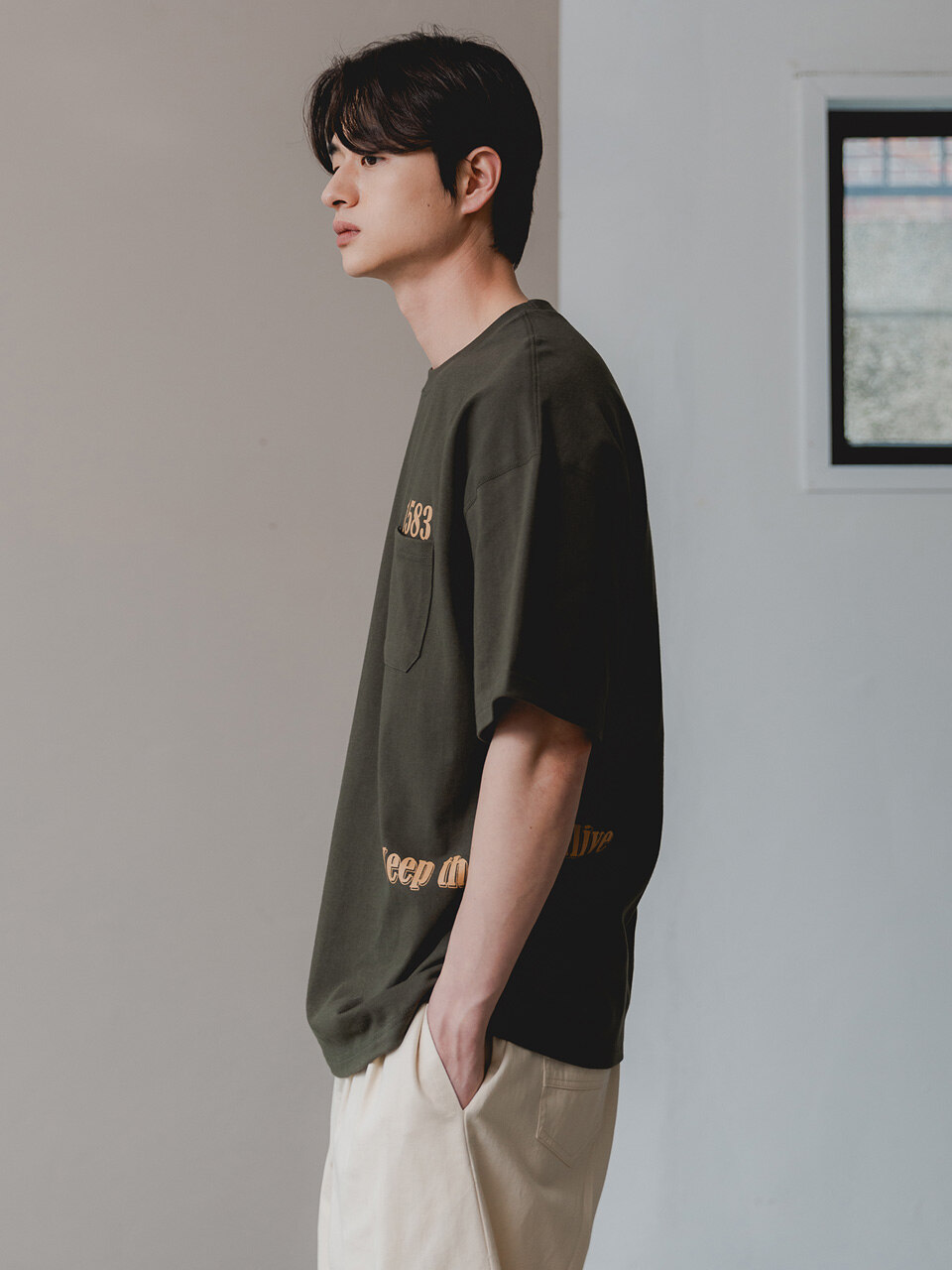 1583 Pocket 반팔티셔츠 BK3991_카키