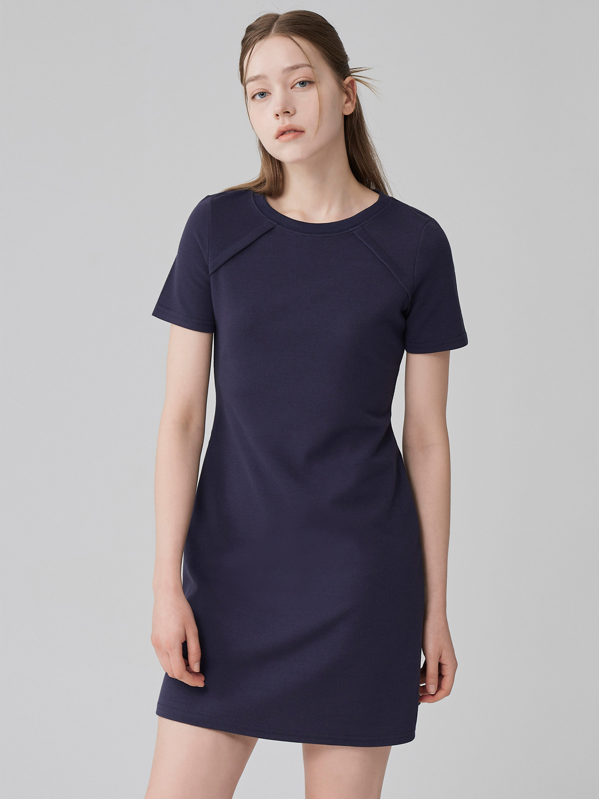 A-LINE SHORT SLEEVED PK DRESS-navy