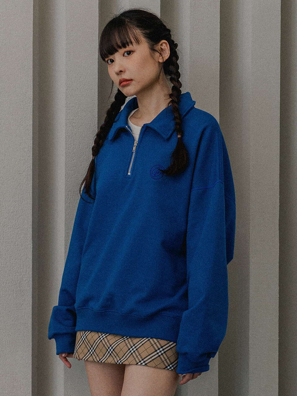 Collar half zip up 스웨트셔츠 코발트블루  BK7589 