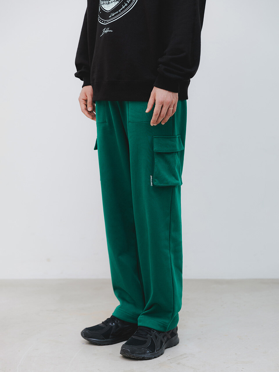 퍼티그 카고 와이드 트레이닝 팬츠 그린 BK8907