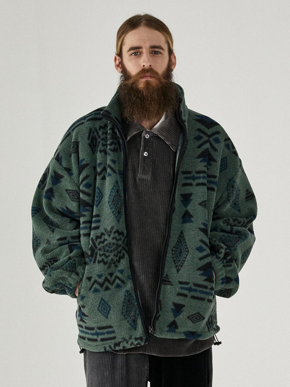 CB FLEECE ZIP-UP JACKET GREEN