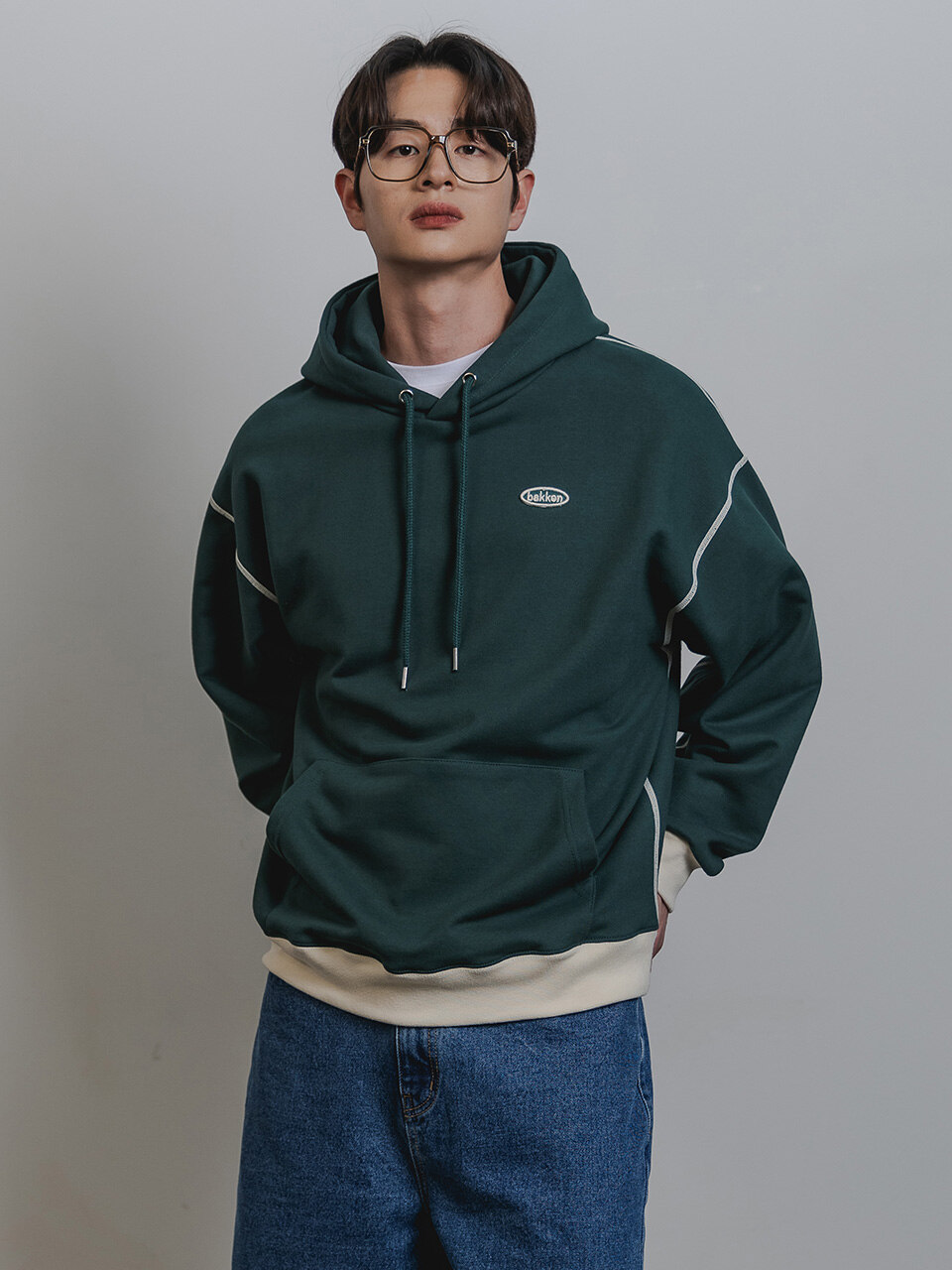 Essential 후디 다크그린