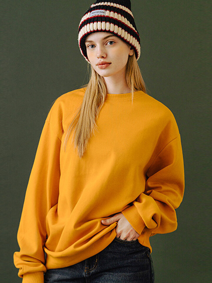 BASIC LINE 무지 맨투맨 머스타드