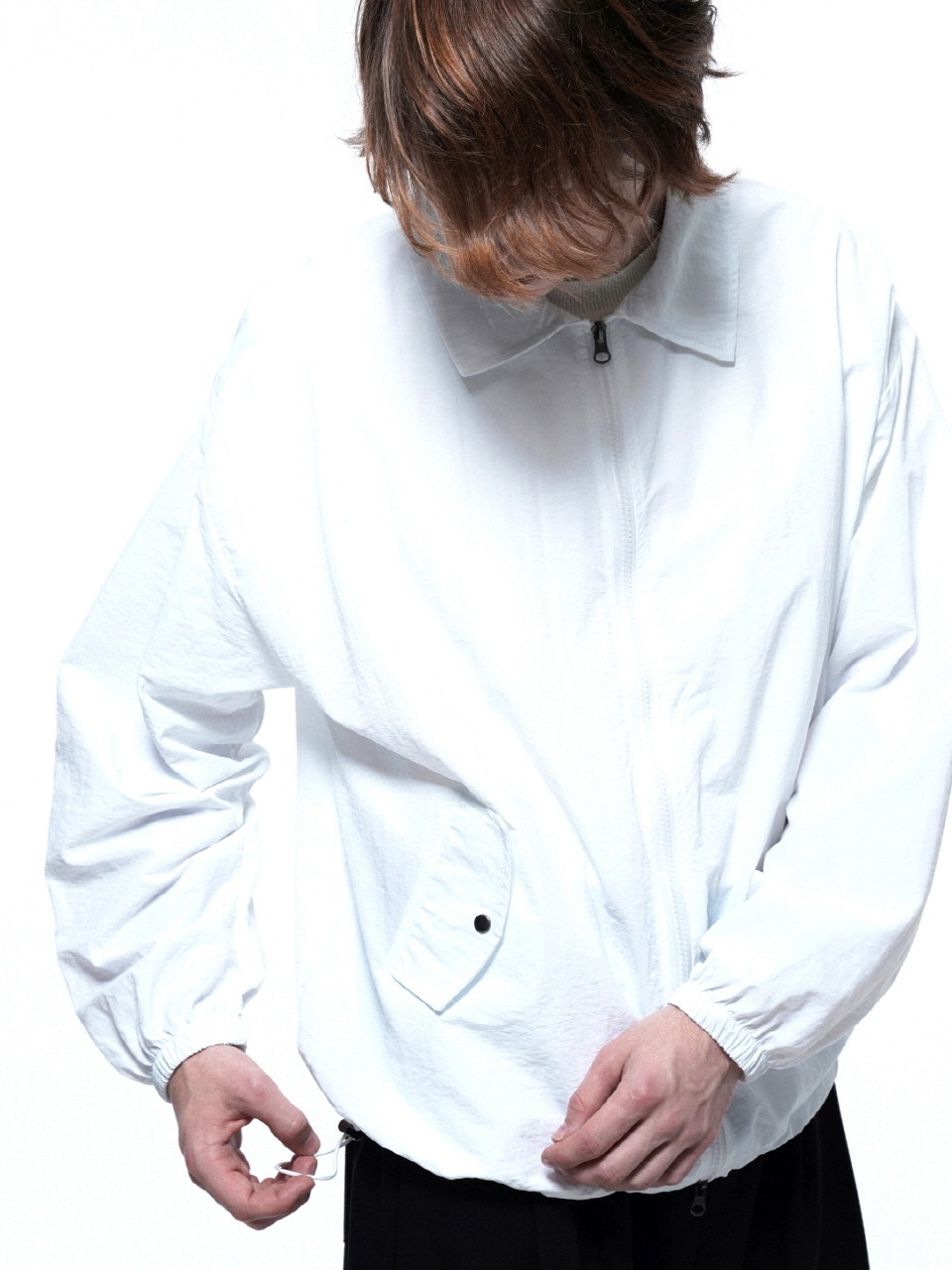 Searsucker Collar Windbreaker Jumper - White