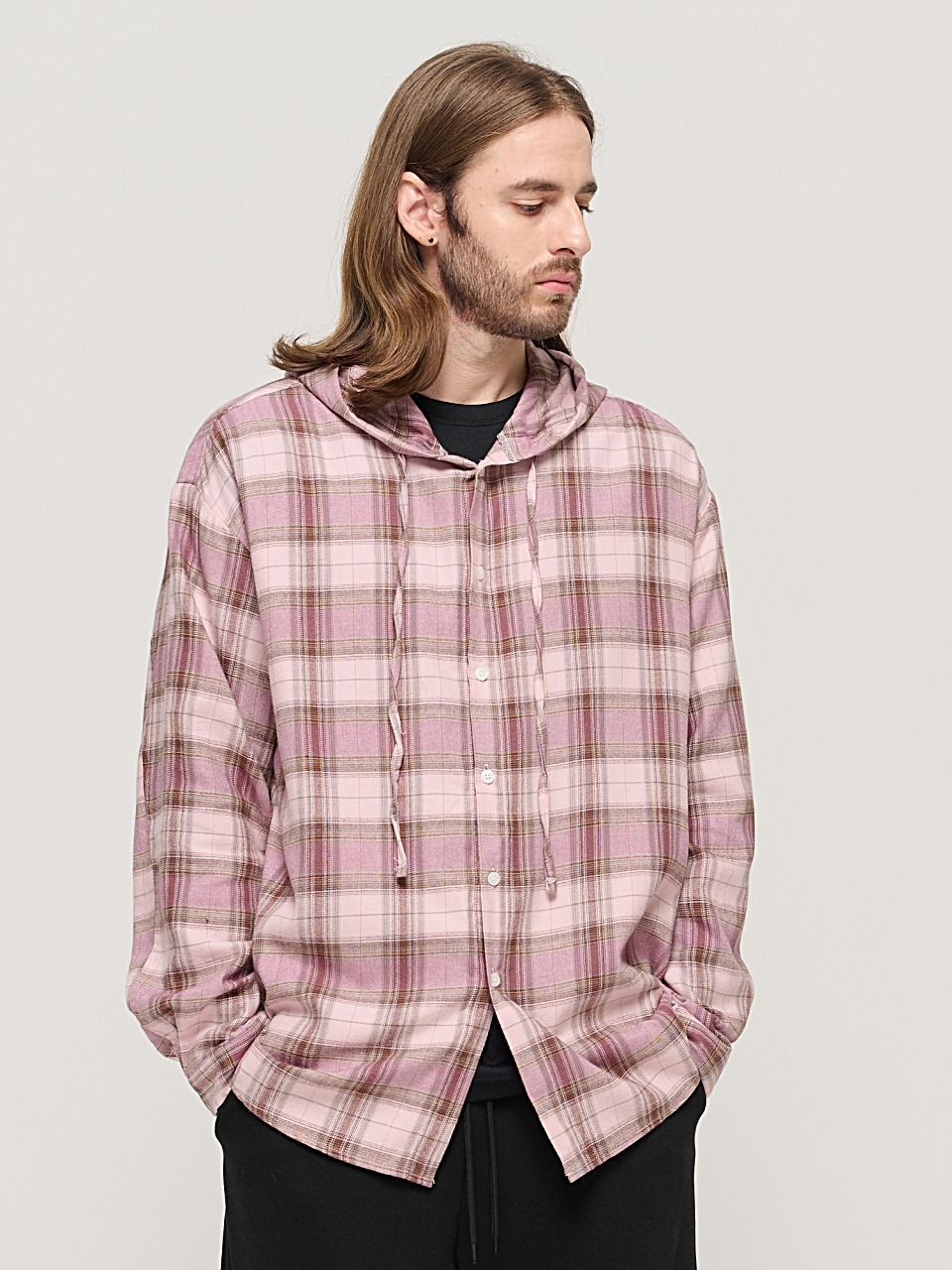 VINTAGE HOOD TARTAN CHECK SHIRT (PINK)