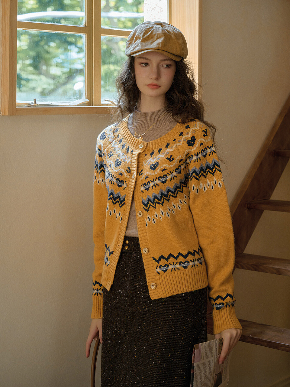 SR_Fair isle jacquard wool cardigan