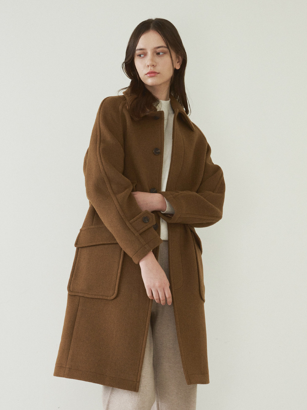 여성 캐시미어 발마칸 롱코트 카멜