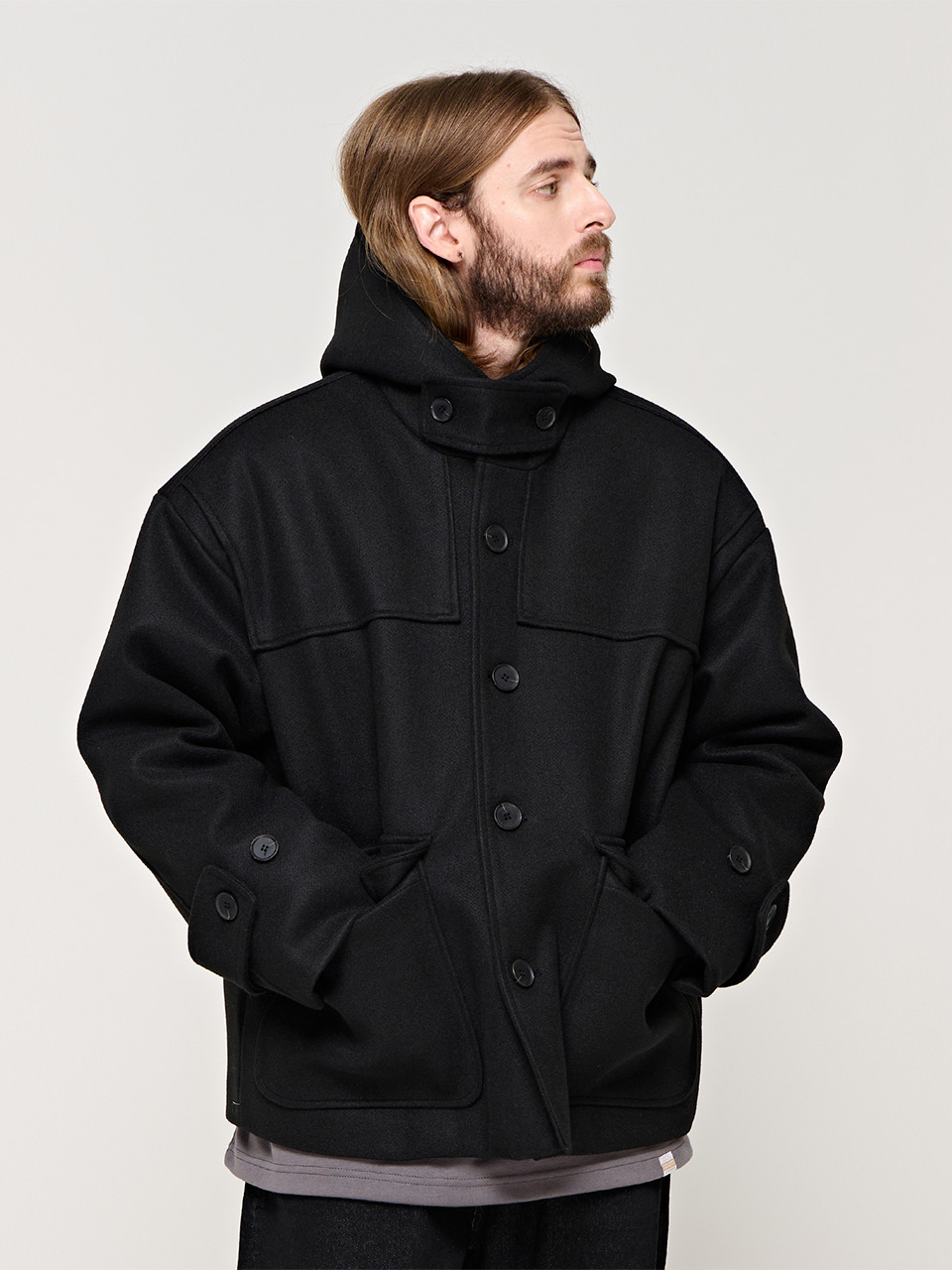 CB SEMI OVER HOOD SHORT COAT BLACK