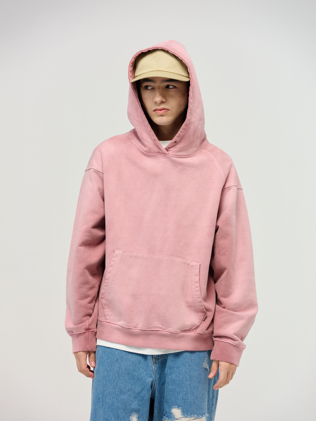 Uneven Dyed Hoodie salmon