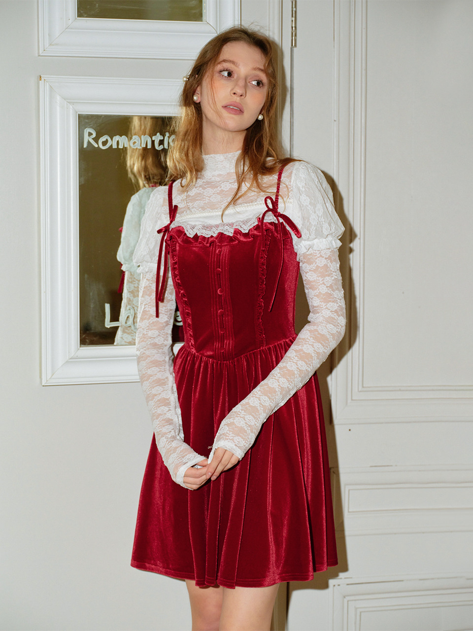 Cest_Holiday velvet sleeveless dress