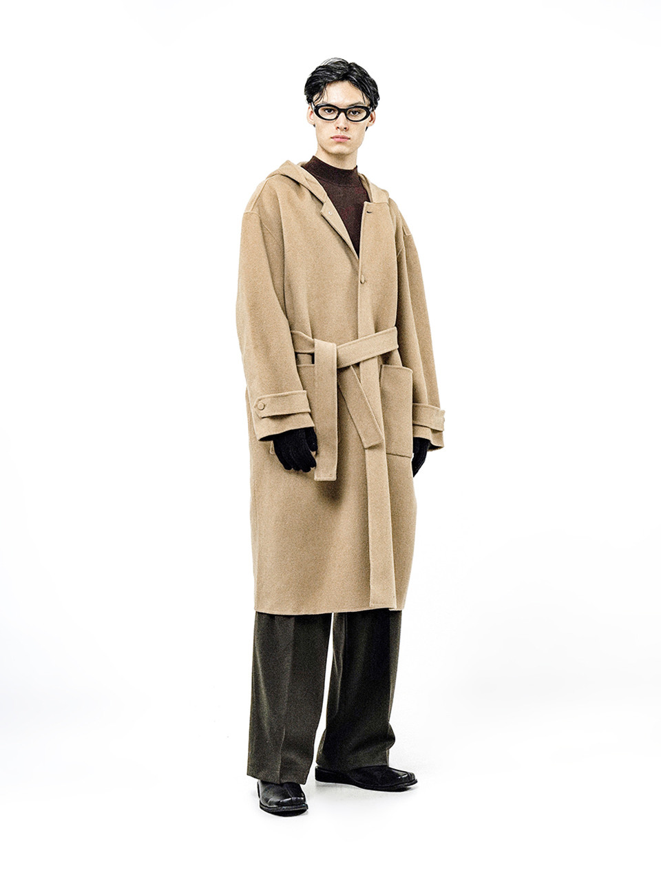 Oversized Hooded Robe Coat - Beige /W244OT03BE-M