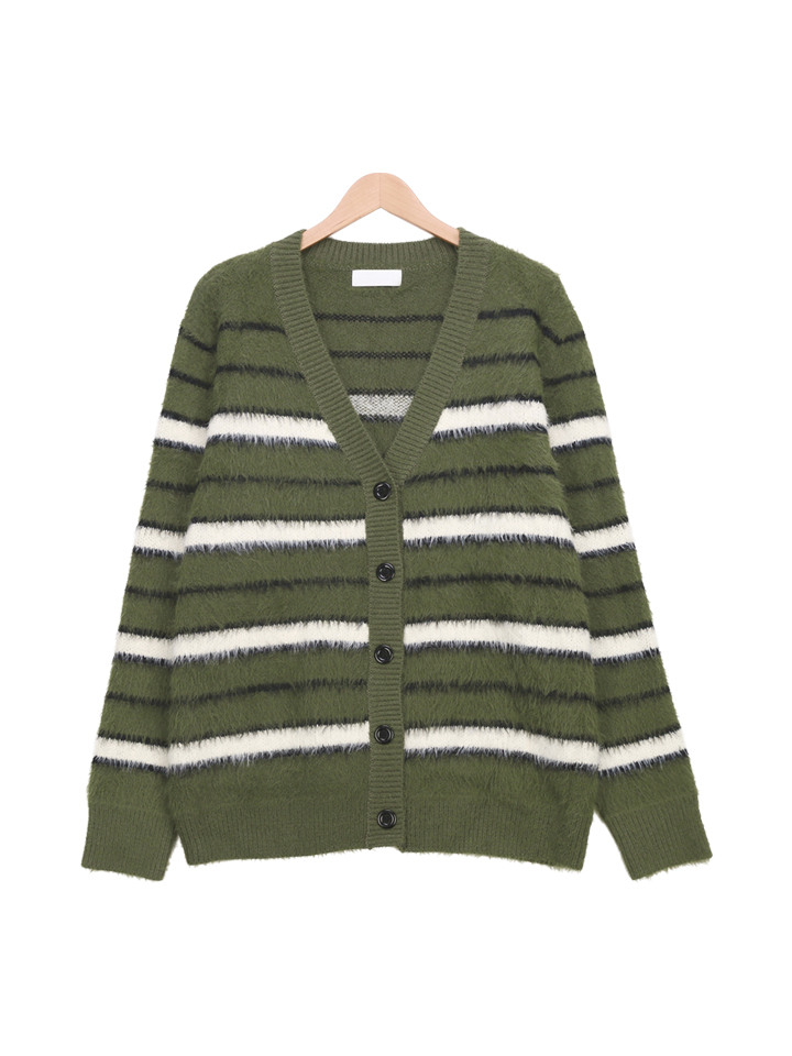 남자 브이넥 앙고라 가디건 스트라이프 니트 아우터 SWT005