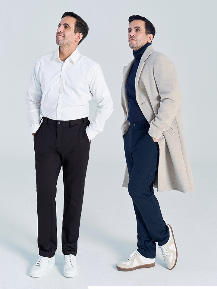 2종세트 파워 스트레치 멜란지 나염 사방스판 이밴드 슬랙스 팬츠 MVP4489