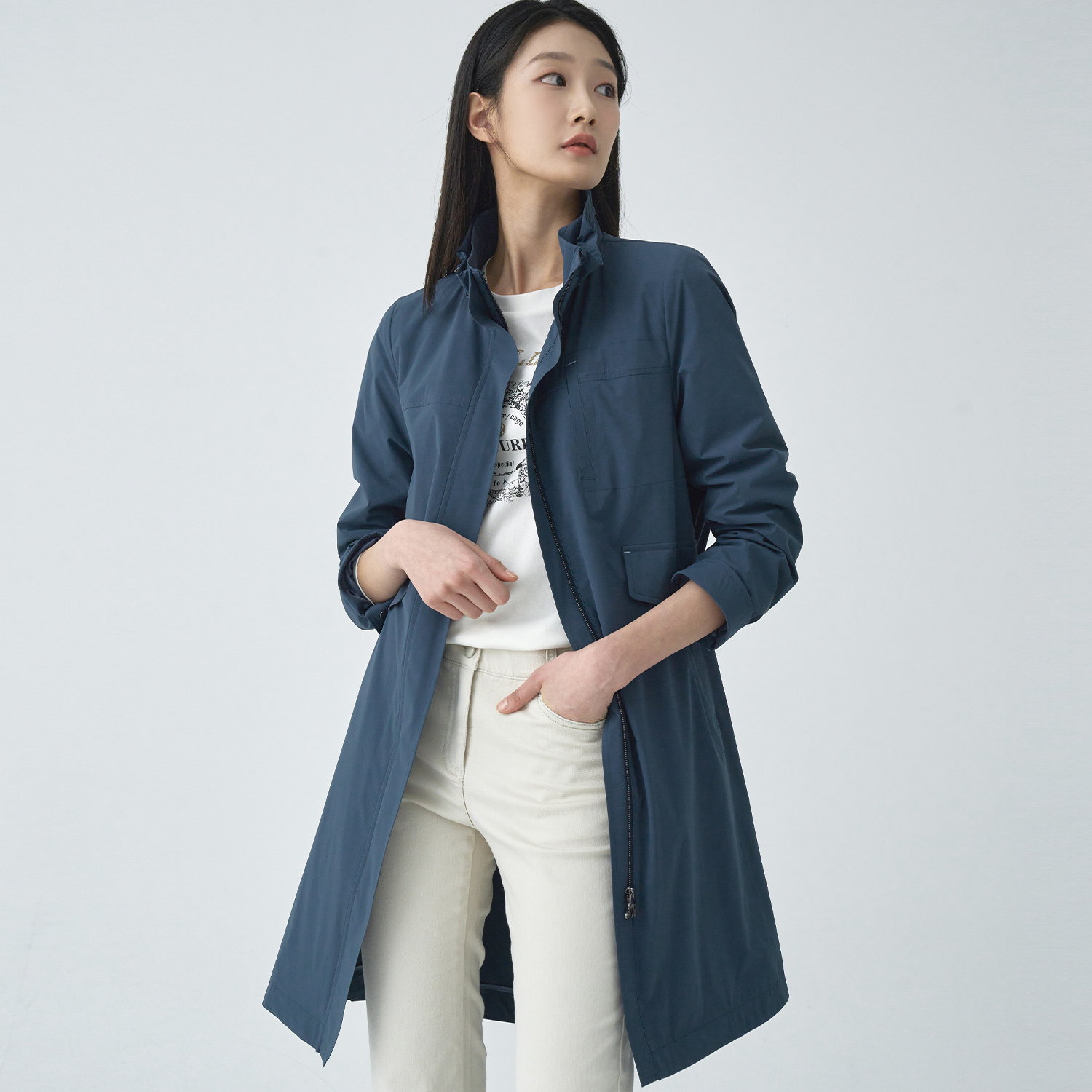 (2컬러) 스판 방수 야상형 롱 코트 LCCAO230