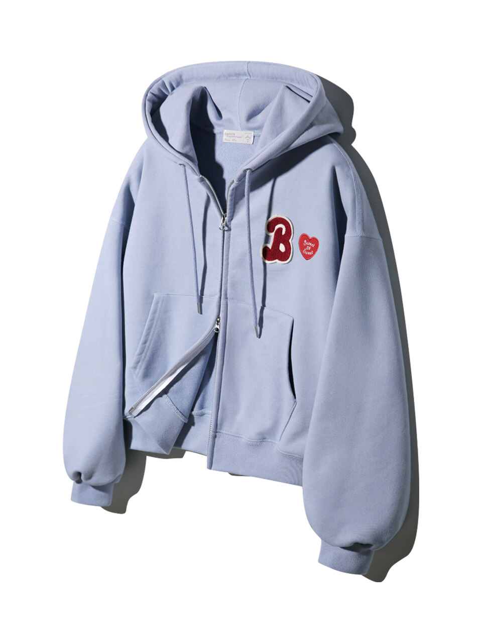 Heart B 크롭 후드 집업 스카이블루 BK7980