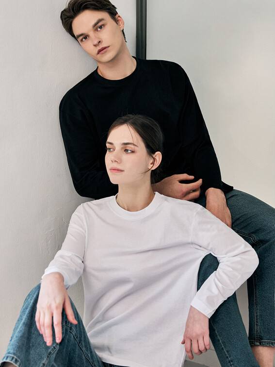 공용 30수 순면 무지 긴팔 티셔츠 3장