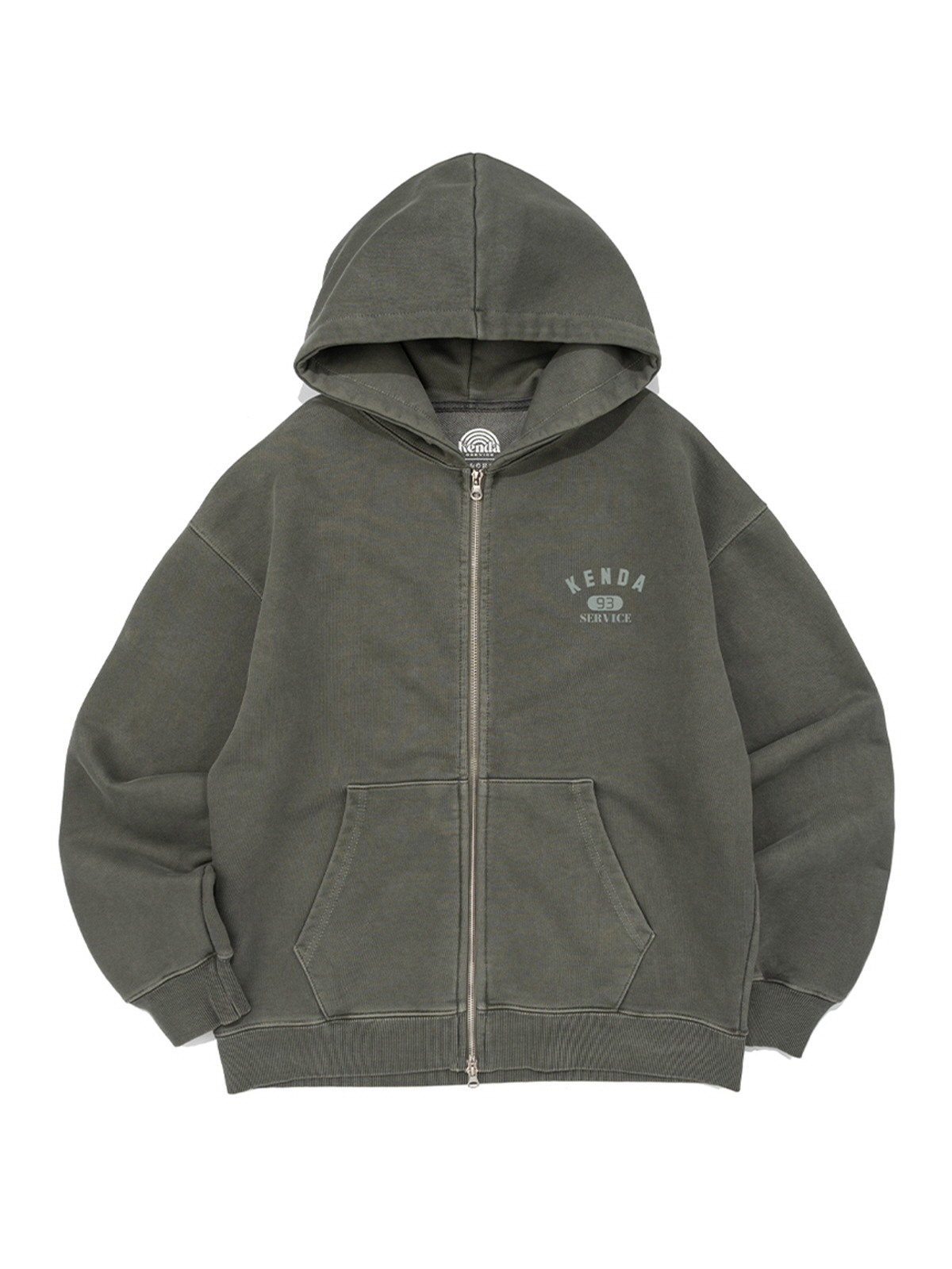 PIGMENT RETRO LOGO HOOD ZIP-UP (OLIVE)