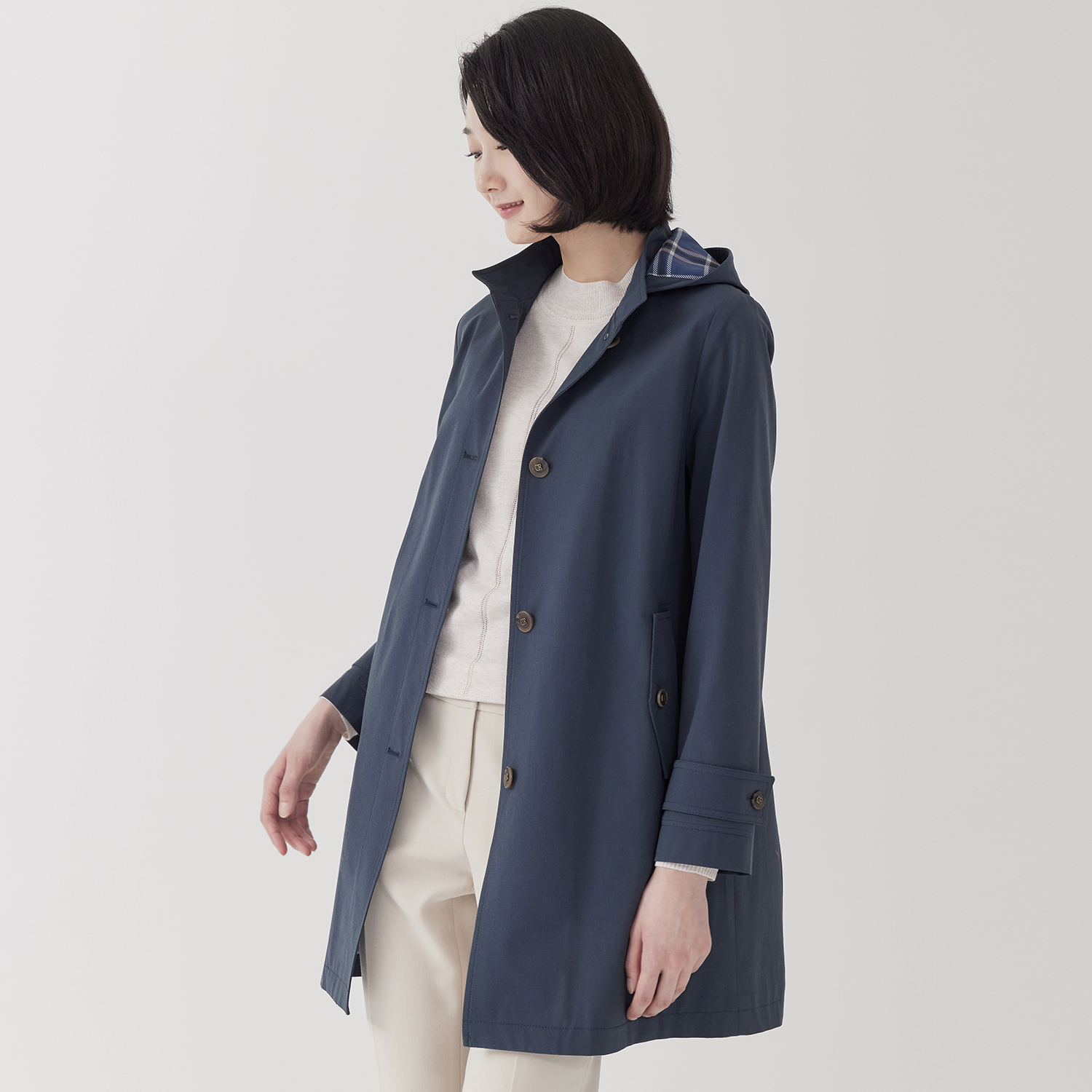 (2컬러) 탈착후드 중기장 바바리형 코트 LCCAP223