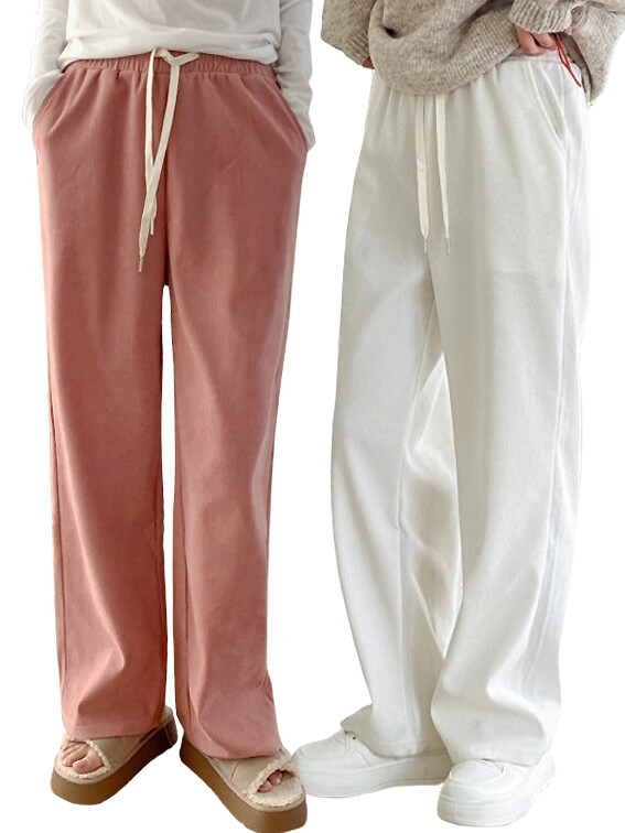 [2장 SET]  와이드 코듀로이 밴딩 팬츠 B23P304