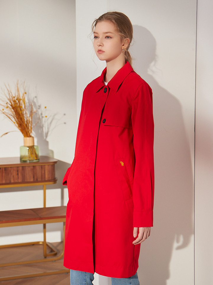 화이트라벨 트렌치코트_레드_여성
