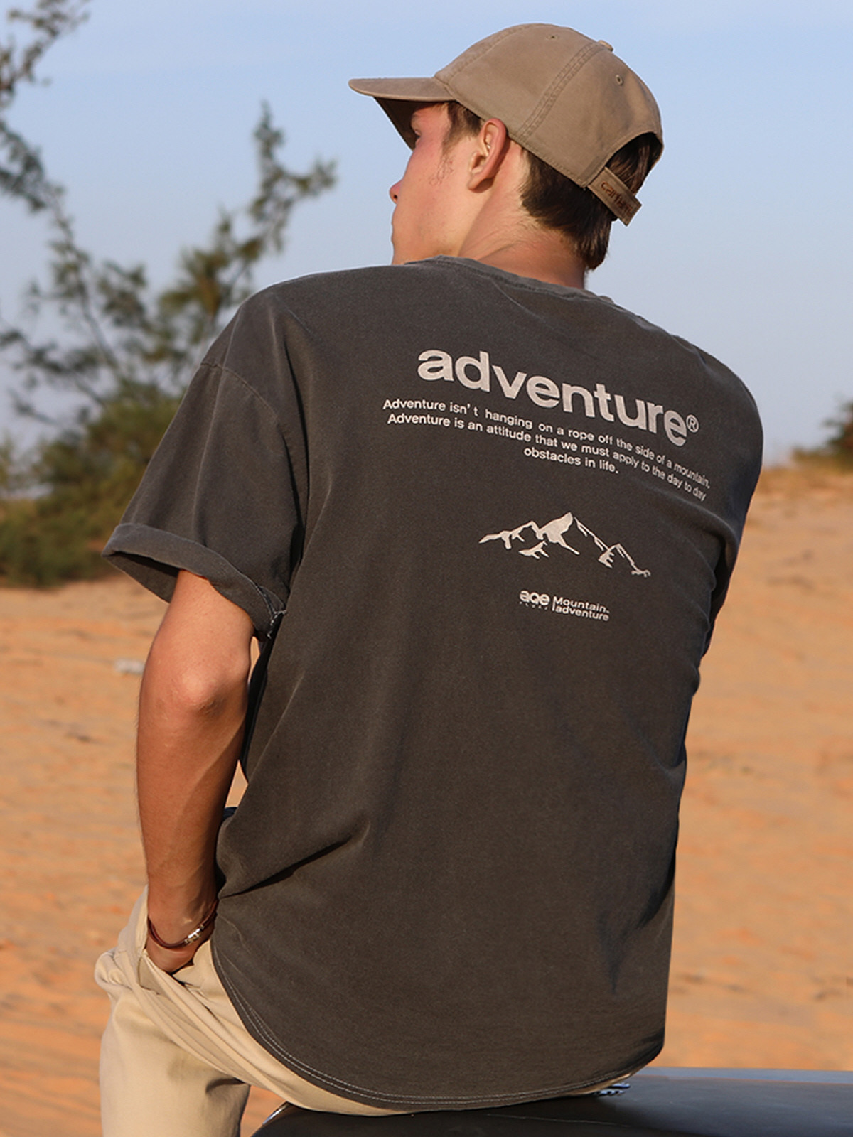 어드벤쳐 폰트 피그먼트 오버핏 반팔티셔츠 FST705 5color