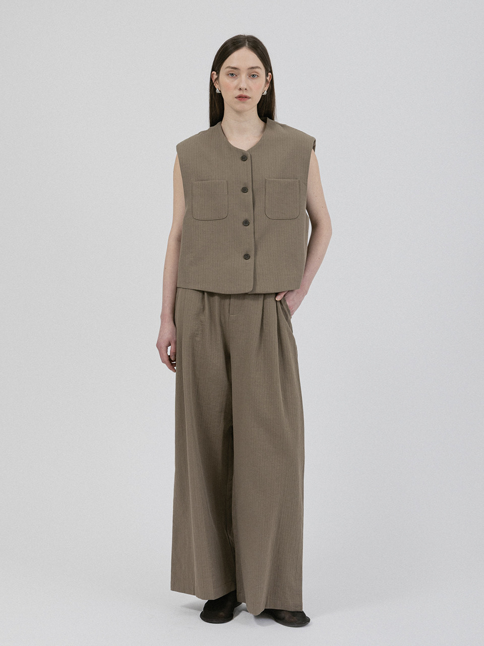 WD_Spring suit vest and pants set_BEIGE