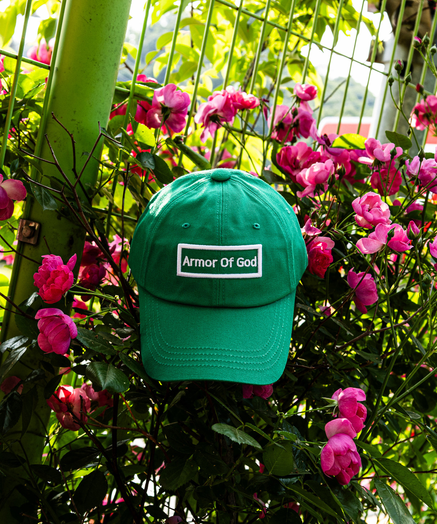 ARMOR OF GOD 아머오브갓 박스로고 코튼 볼캡 - 그린
